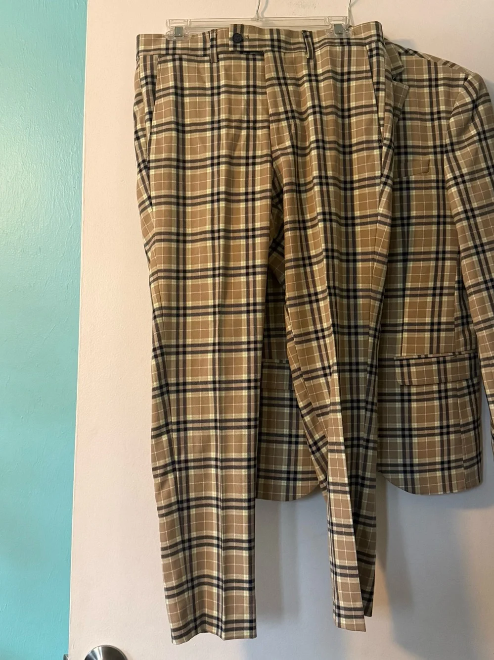 Boohoo Man Beige Plaid Suit- Classic Tartan Mixed Sizes